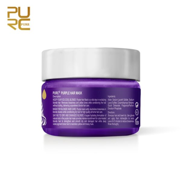 PURC Purple Hair Mask Repairs Frizzy Make Hair Soft Smooth Removes Yellow And Brassy Tones Hair Mask