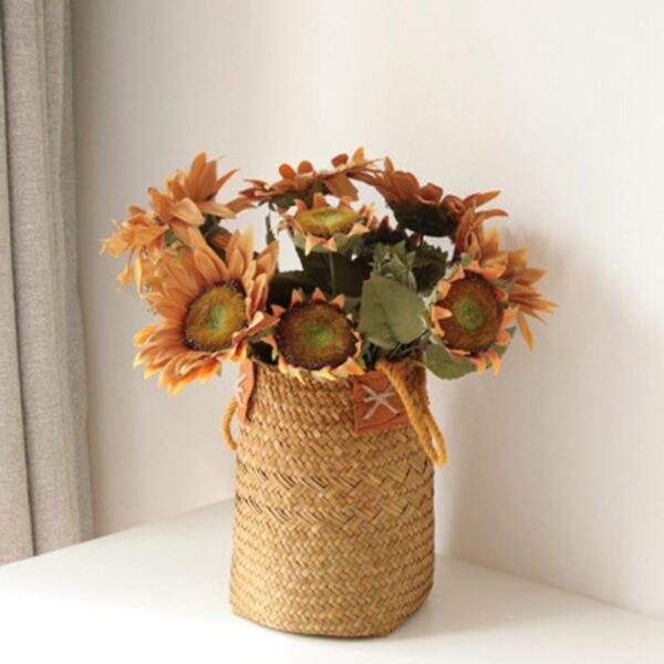 Storage Baskets Garden Flower Vase Hanging Basket Rattan Planter Potted Organizer Home Laundry Basket with Handle