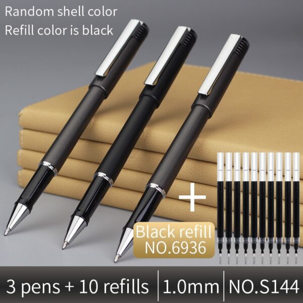 Deli Gel pen Send refill Business Office ABS 0.5 signing pen 0.7 Bold Carbon pen black write 1.0 student Signature pen set