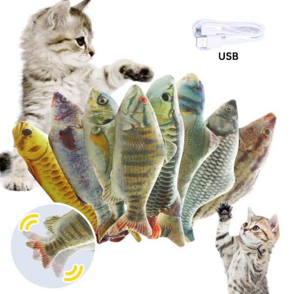 Electronic Cat Toy 3D Fish Electric USB Charging Simulation Fish Toys Soft Funny Cat Dog Chewing Interactive Pet Toy Supplies