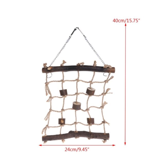 Hanging Hemp Wood Bird Swing Ladder Parrot Climbing Net Cage Game Bird Gym Toys Dropship