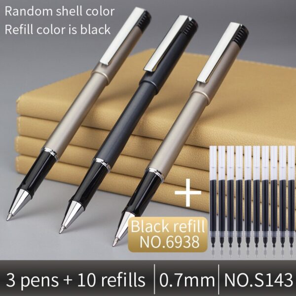 Deli Gel pen Send refill Business Office ABS 0.5 signing pen 0.7 Bold Carbon pen black write 1.0 student Signature pen set
