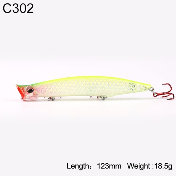 Kingdom Poppers Fishing Lures Hard Bait Topwater 123mm 18.5g,110mm 12.8g,90mm 7.5g Quality Hooks Artificial fish Lure Model 3508
