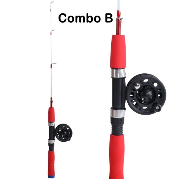 Sougayilang 48cm Mini Ice Fishing Rod Ice Fishing Rod Reel Combo Winter Fishing Pole with Ice Reel Combo Fishing Tackle Tool
