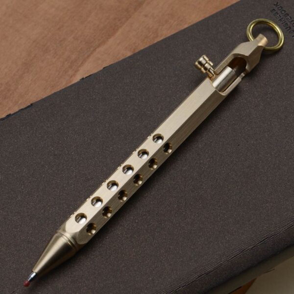 Solid Brass Gel Ink Pen Retro Hexagonal Bolt Action Writing Tool Stationeries