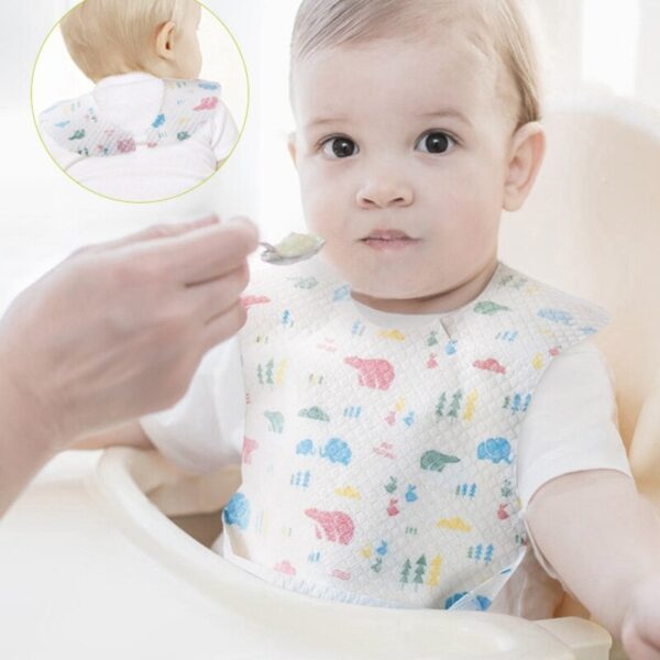 20 Pcs Baby Disposable Bibs Non-Woven Fabric Baby Toddler Bibs Feeding Saliva Apron Paper Bibs