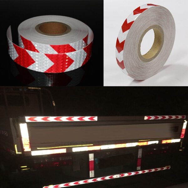 1inchx9m arrow traffic safety sign car safety reflective warning cinta reflejante pvc marking tape 5 colors