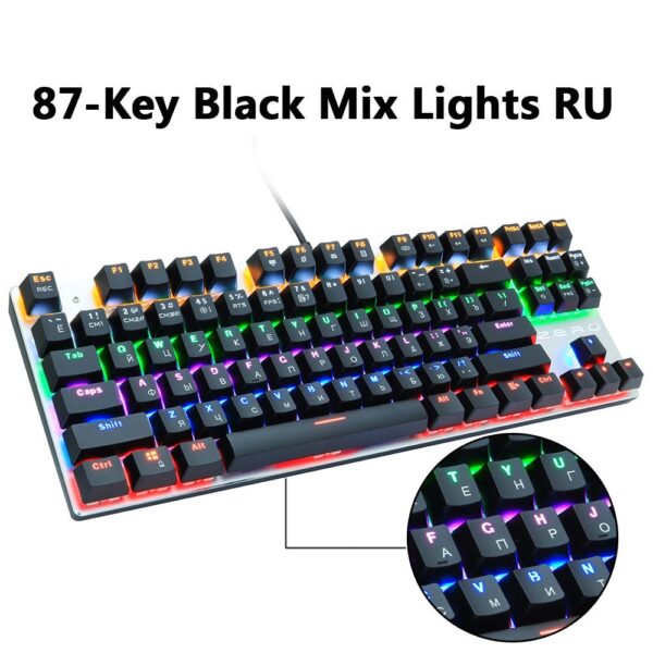 METOO zero Wired Gaming Mechanical Keyboard Game 87/104 Anti-ghosting Russian/US Blue Black Red switch Backlit For pro gamer Lap