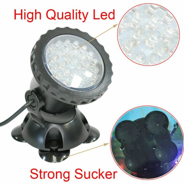 36 LED Submersible RGB Pond Spot Lights Underwater Pool Fountain IP68+IR Remote Fish & Aquatic Pet Lightings Supplies