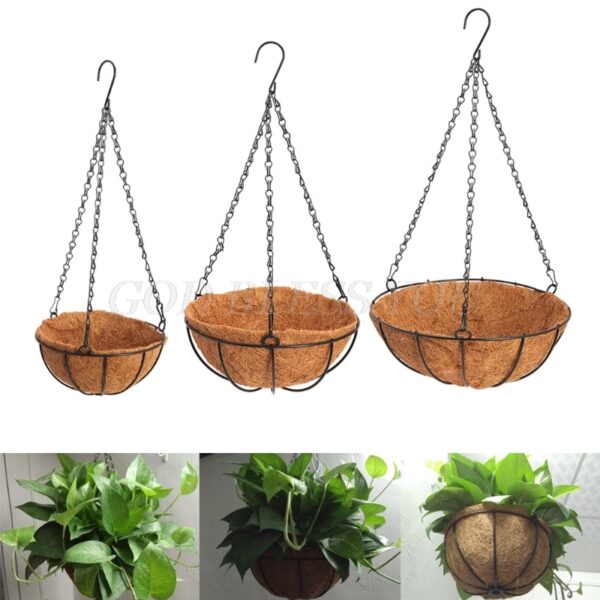 Hanging Coconut Vegetable Flower Basket Liners Planter Garden Decor Iron Art Drop Shipping