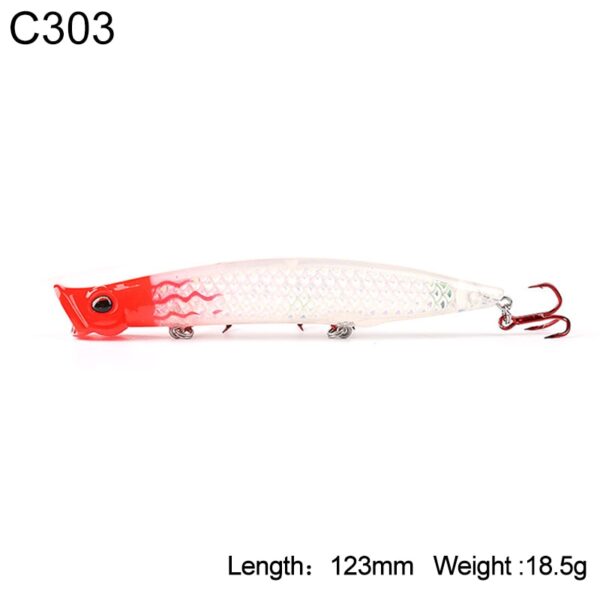 Kingdom Poppers Fishing Lures Hard Bait Topwater 123mm 18.5g,110mm 12.8g,90mm 7.5g Quality Hooks Artificial fish Lure Model 3508