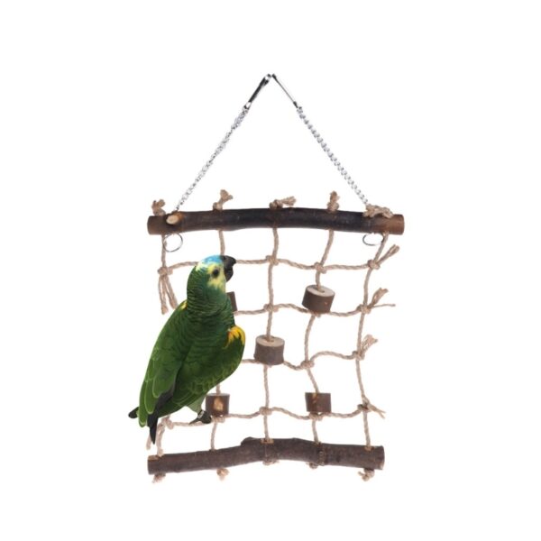 Hanging Hemp Wood Bird Swing Ladder Parrot Climbing Net Cage Game Bird Gym Toys Dropship