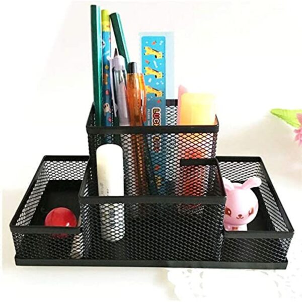 Metal Pen Holder Creative Stationery Desktop Multifunction Desk Organizer Storage Box Pen Container Home Office Supplies