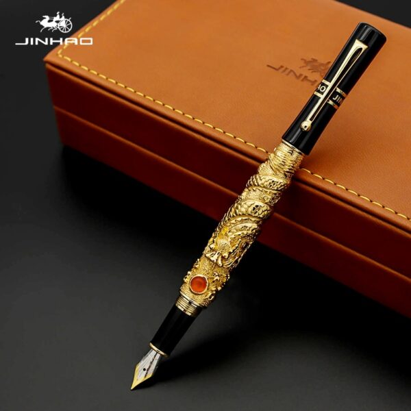 High Quality Luxury JinHao Dragon Fountain Pen Vintage Ink Pens for Writing Office Supplies Stationery Gift caneta tinteiro