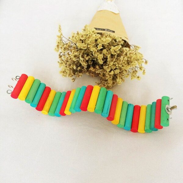 Bird Rainbow Wooden Pet Ladder Bridge Stair Gerbil Hamster Parrot Rodent Rat Toys For Parrot Bird Cage Accessories