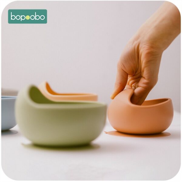 Bopoobo 1PC Silicone Bowl Baby BPA Free Silicone Chewing Food Grade Newborn Accessories Teeth Baby Feeding Supplies