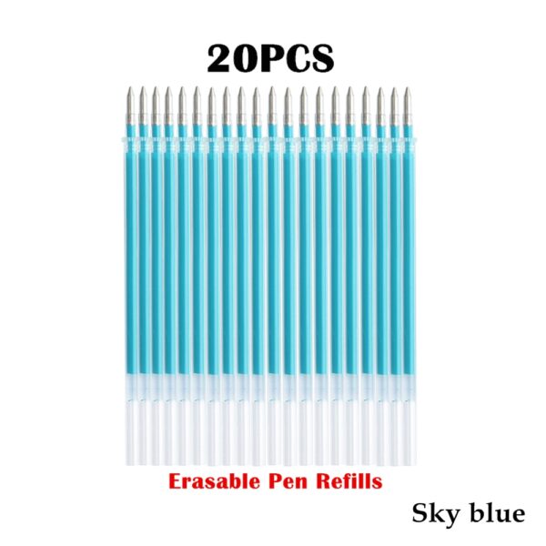 20Pcs Erasable Gel Pen Refill Rod 0.5mm Washable Handle Magic Erasable Pen Refills For School Writing Tools Kawaii Stationery