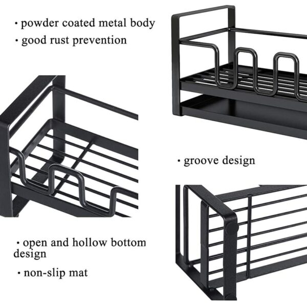 Sink Caddy Organizer Countertop Sponge Brush Soap Holder with Drain Pan for Kitchen,Cleaning Brush Organizer Rack