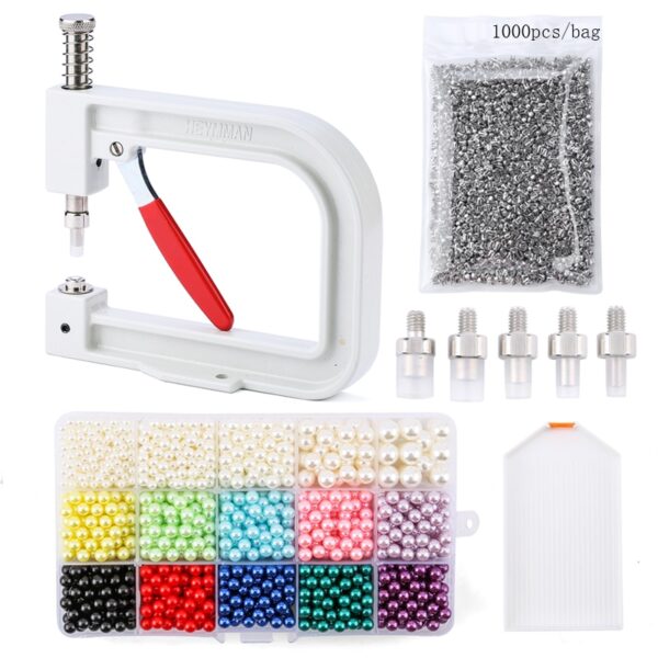 Manual Fixing Pearl Setting Machine Pearl Bead Rivet Setter Tool ABS Round Imitation Pearl Beads 4mm-8mm for Clothes,Crafts