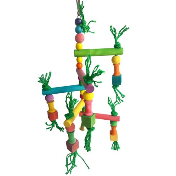 Bird Parrot Game Wooden Frame Climbing Hanging Ladder Swing Pet Grinding Perch 50JD