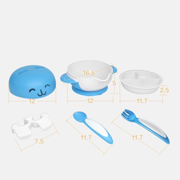 6PCS/Set Child Suction Cup Dishes Sucker Bowl Baby Kids Feeding Toddler Training Plate Spoon Gift Slip-Resistant Tableware