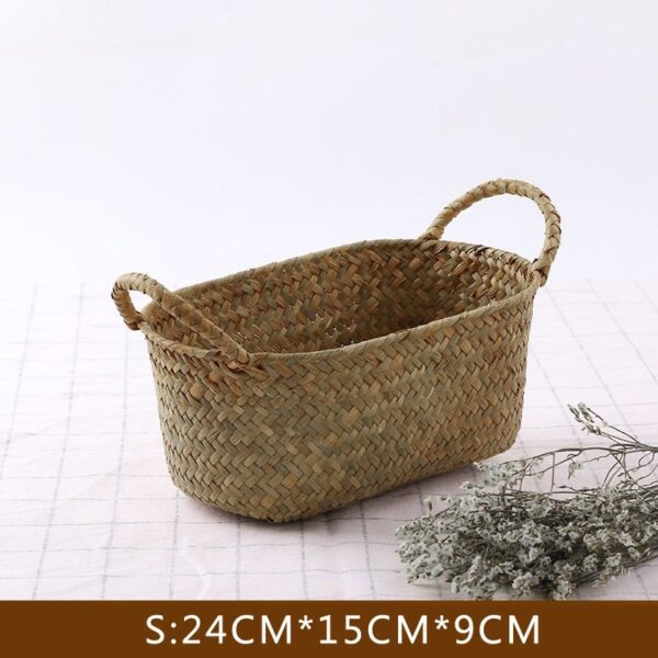 Handmade Bamboo Storage Baskets Seagrass Wicker Basket Garden Plant Flower Pot Laundry Basket Container Makeup Rattan Organizer