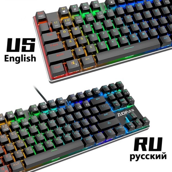 ZUOYA Mechanical Keyboard RGB Mix Backlit Wired Gaming Keyboard Anti-ghosting Blue Red Switch For Game Laptop PC Russian US