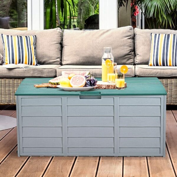 ALWAYSME 112X48X54CM Deck Box Indoor/Outdoor Storage Container And Seat For Patio Cushions and Gardening Tools