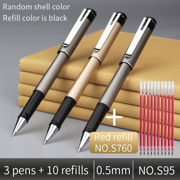 Deli Gel pen Send refill Business Office ABS 0.5 signing pen 0.7 Bold Carbon pen black write 1.0 student Signature pen set