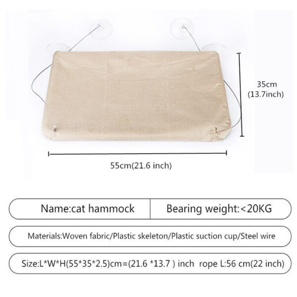 Cute Cat Hanging Beds Comfortable Sunny Seat Window Mount Pet Hammock Soft Pet Shelf Seat Beds Supplies Detachable Bearing 20kg