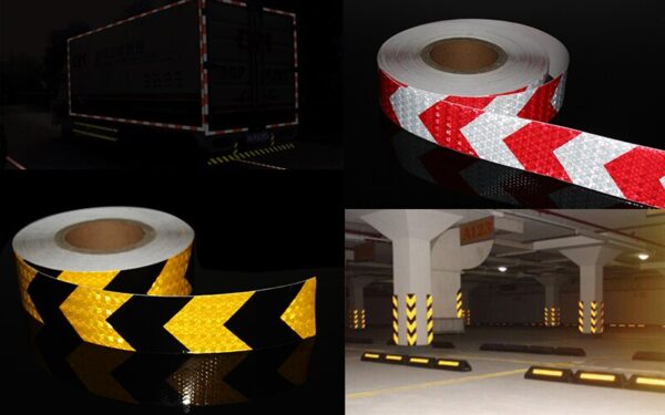 1inchx9m arrow traffic safety sign car safety reflective warning cinta reflejante pvc marking tape 5 colors