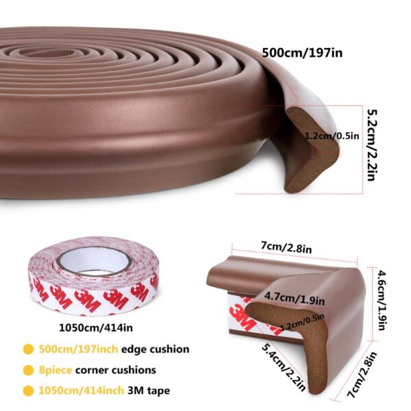 Orzbow 5M Baby Safety Corner Protectors Home Protection For Children Baby Proofing Edge Corner Cushion For Kids Furniture Bumper