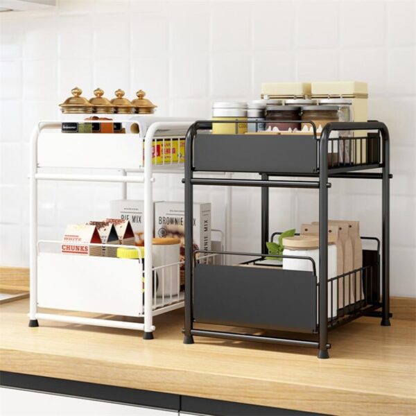 Drawer Organizer Cabinet Basket Pull Out Under The Sink Desktop Kitchen Bathroom Storage