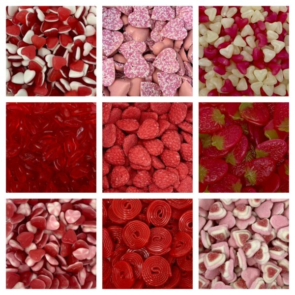 VALENTINES LOVE WEDDING Retro Sweets Gift Candy Red Pink Sweets Heart Themed