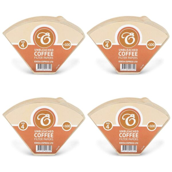 Coffee Filter Papers Size 4 Unbleached Brown Replacement Cones