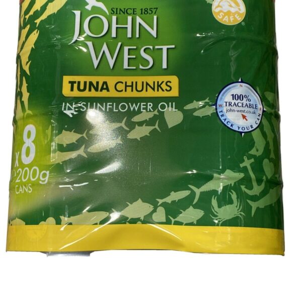 John West Tuna in Sunflower Oil Tins Foods Quality Fish – Pack of 8 Cans x 200g